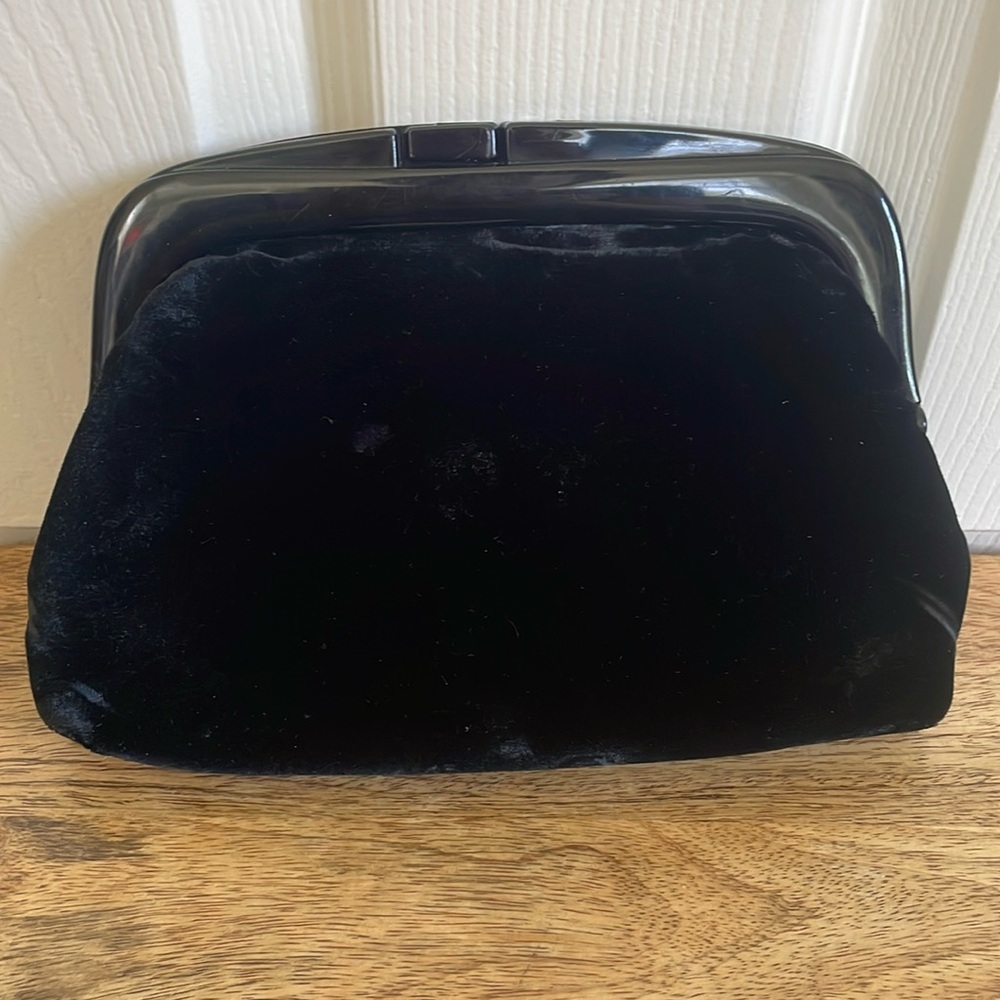 🖤VTG Black Velvet clutch Evening Bag